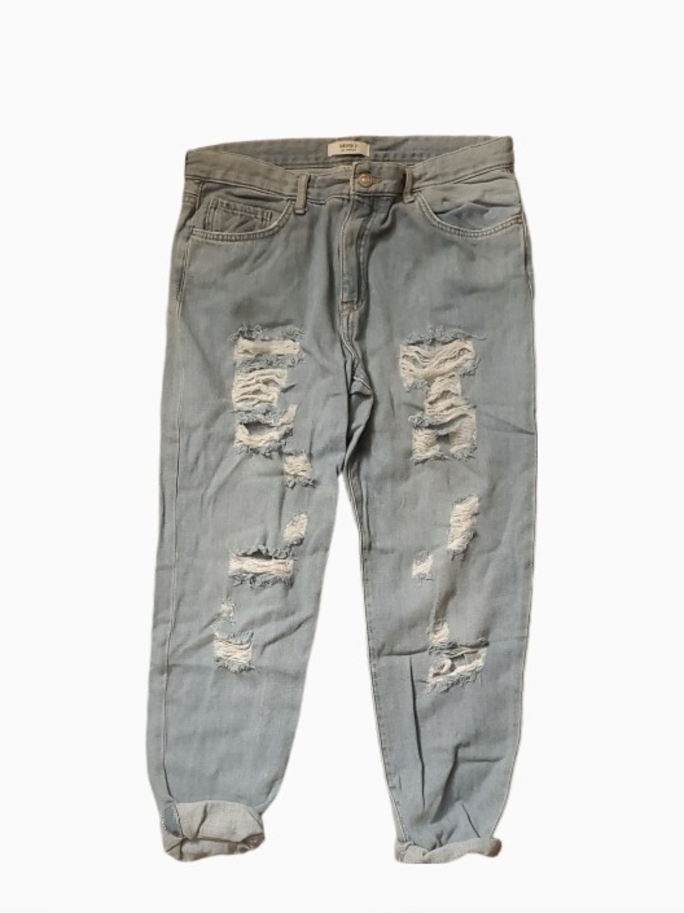 Light Wash Distressed Ripped Jeans